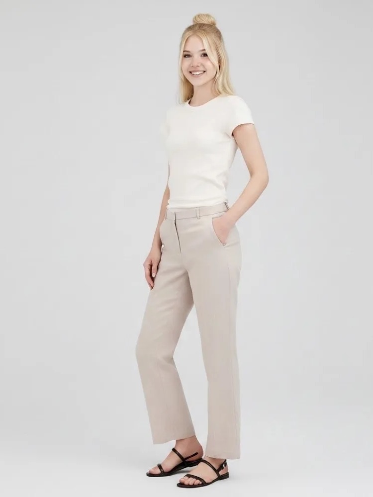 J. Crew Straight-Leg Pants In Light Taupe